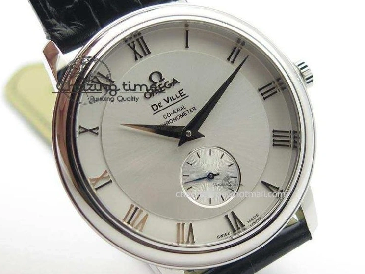 0205 Flexible De Ville MK 1:1 Best Edition SS White Dial On Black Leather Asian Seagull T1701 (Sec@6) 8244